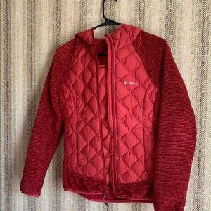Columbia Womens Red Quilted Jacket Size XS Lightweight Puffer Fleece Outdoor